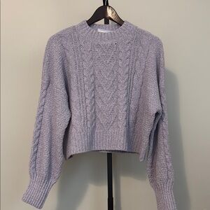 Hippie Rose Cozy Lavender Cable Knit Cropped Crew Neck Sweater